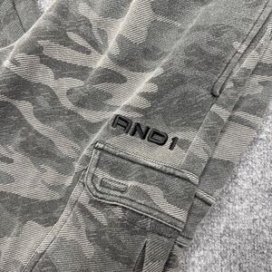 Vintage Y2K AND1 Sweatpants Mens L Gray Woodland Camo Cargo Fleece Hip Hop Small